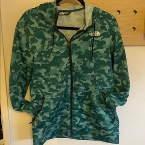 North Face teal Camo zip